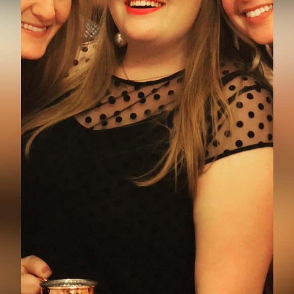 Halogen Polka Dot Peplum Blouse Mesh Black - Picture 6 of 6